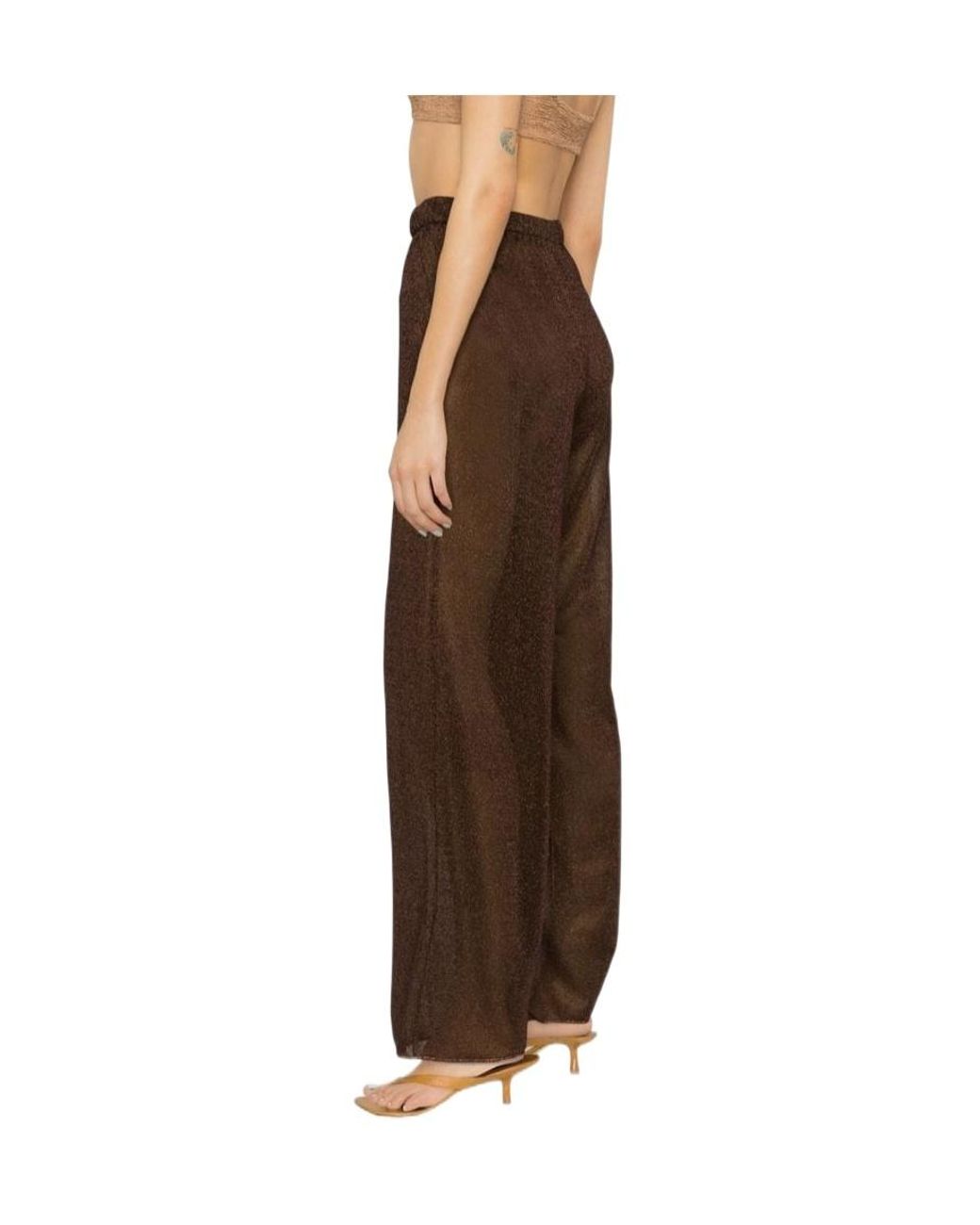 Oséree Oséree Lumière Wide-Leg Pants in Brown | Lyst UK