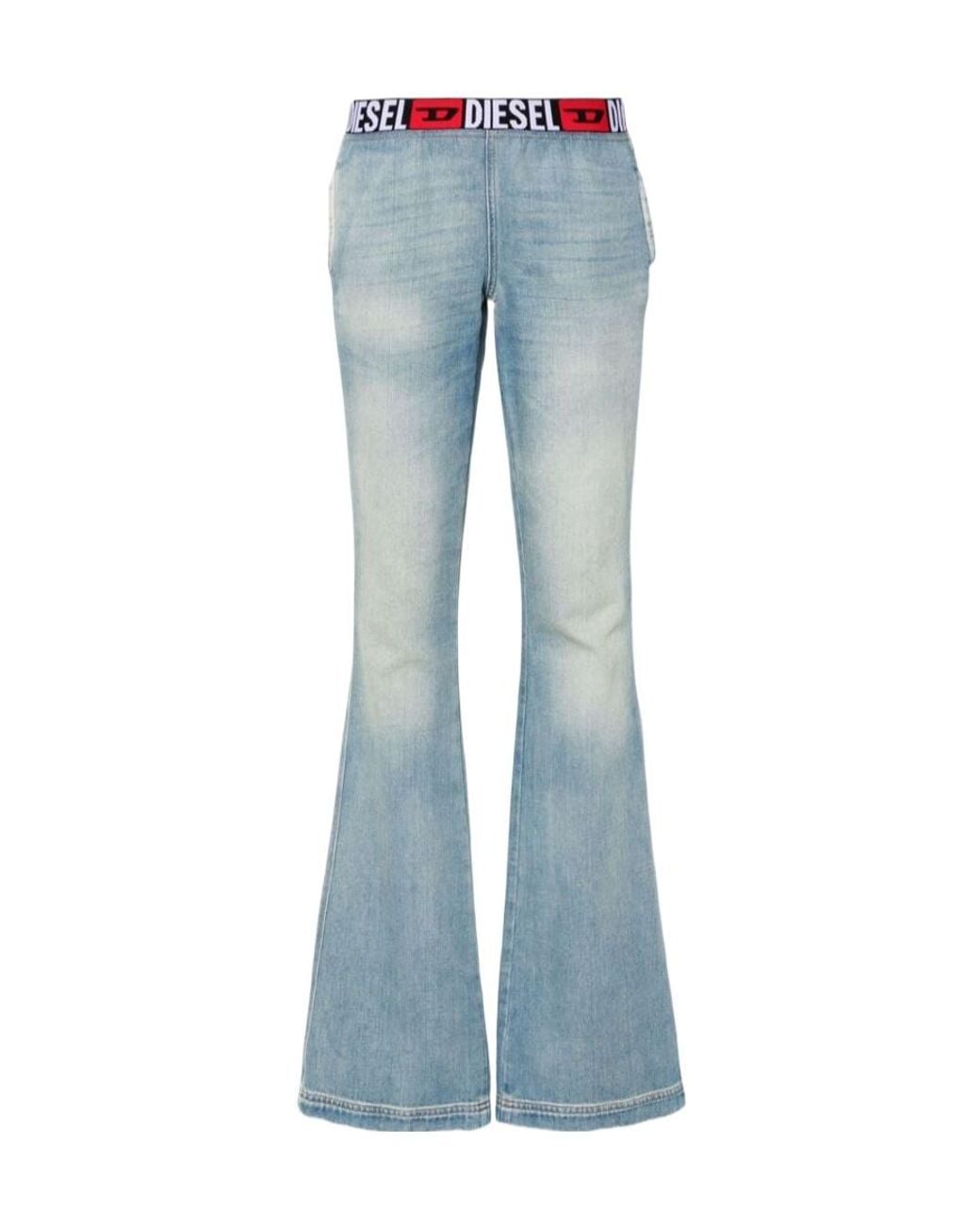 DIESEL Blue Logo-Waistband Bootcut Jeans