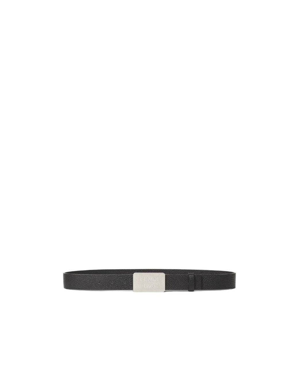 Fendi White 1925 Logo Plaque Leather Belt for men