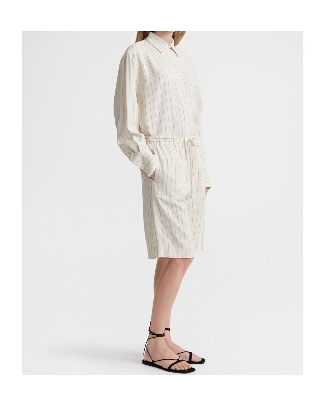 Totême White Totême Stripe Detailed Drawstring Shorts