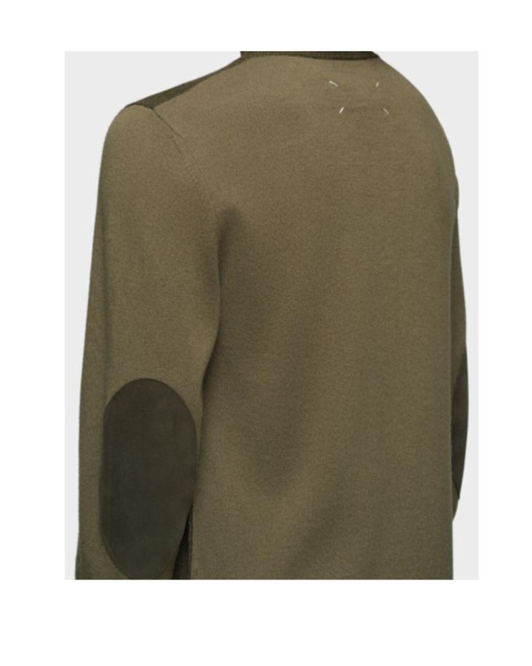 Maison Margiela Green Two-Tone Knitted Jumper for men