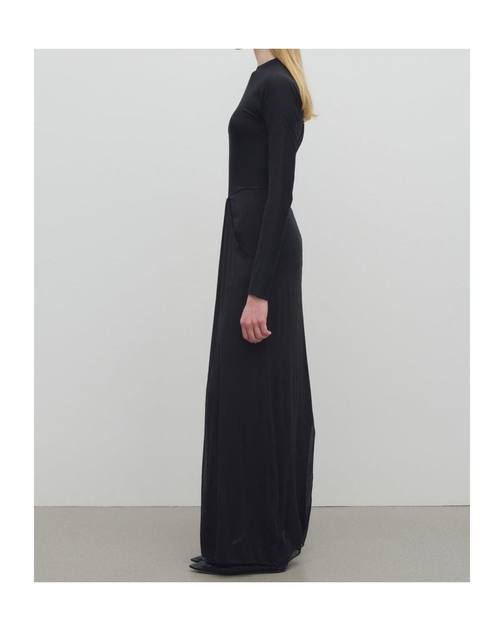 The Row Black Draped-Detail Maxi Dress
