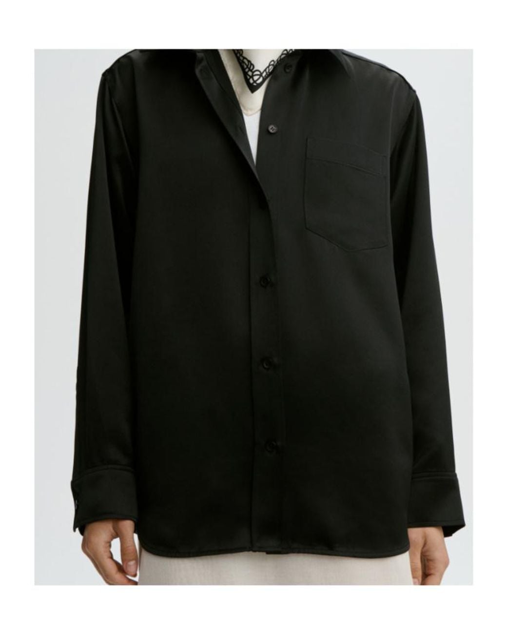 By Malene Birger Blue Satin Patch-Pocket Shirt