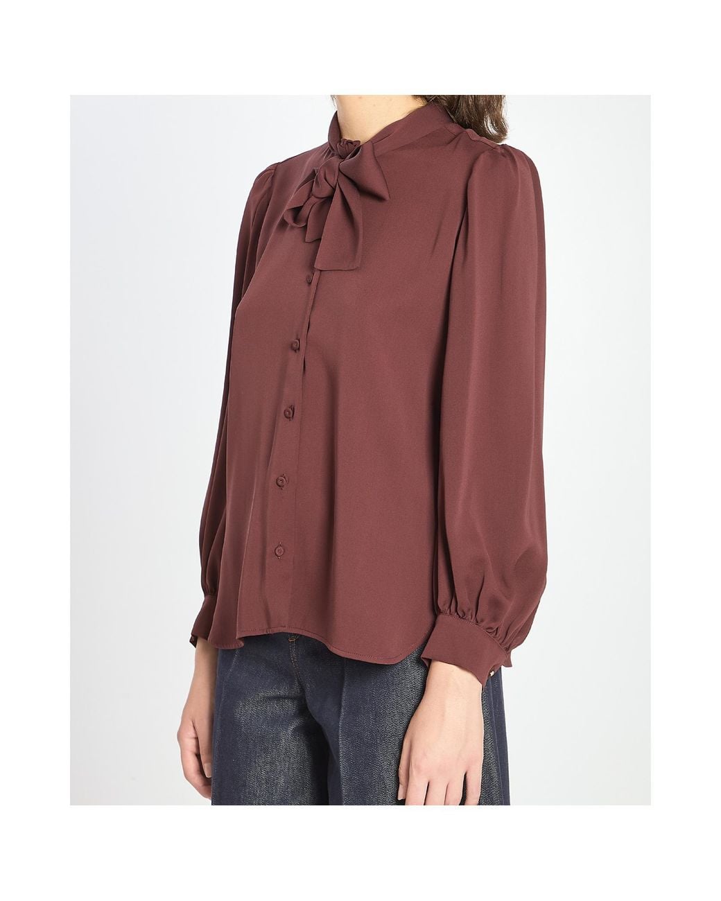 Max Mara Red Silk Charmeuse Shirt
