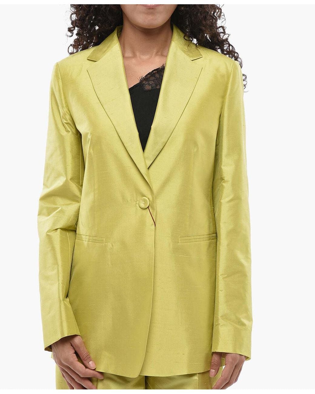 Max Mara Yellow Veranda Covered-Button Blazer