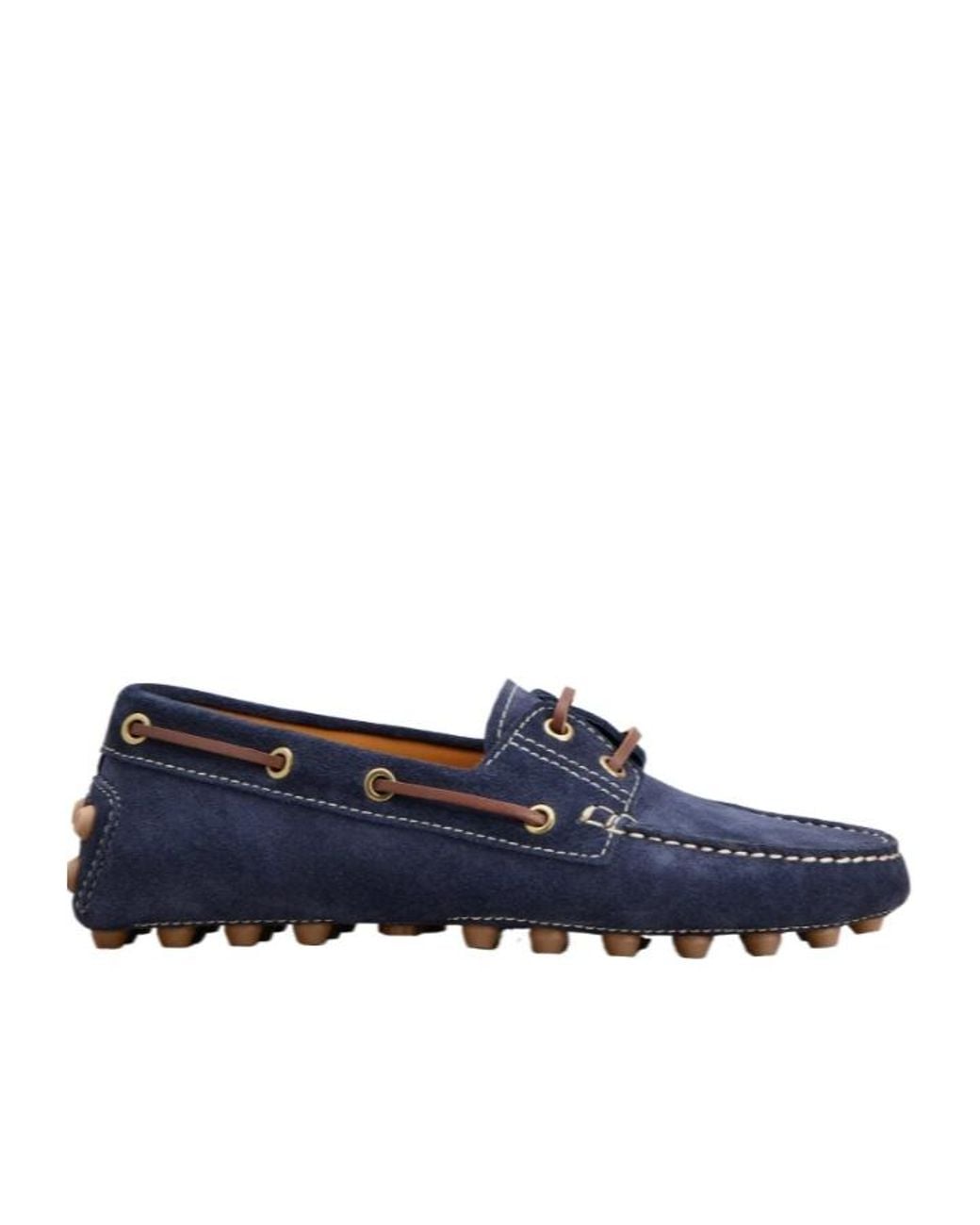 Tod's Blue Boat Gommino Bubble Flat Shoes