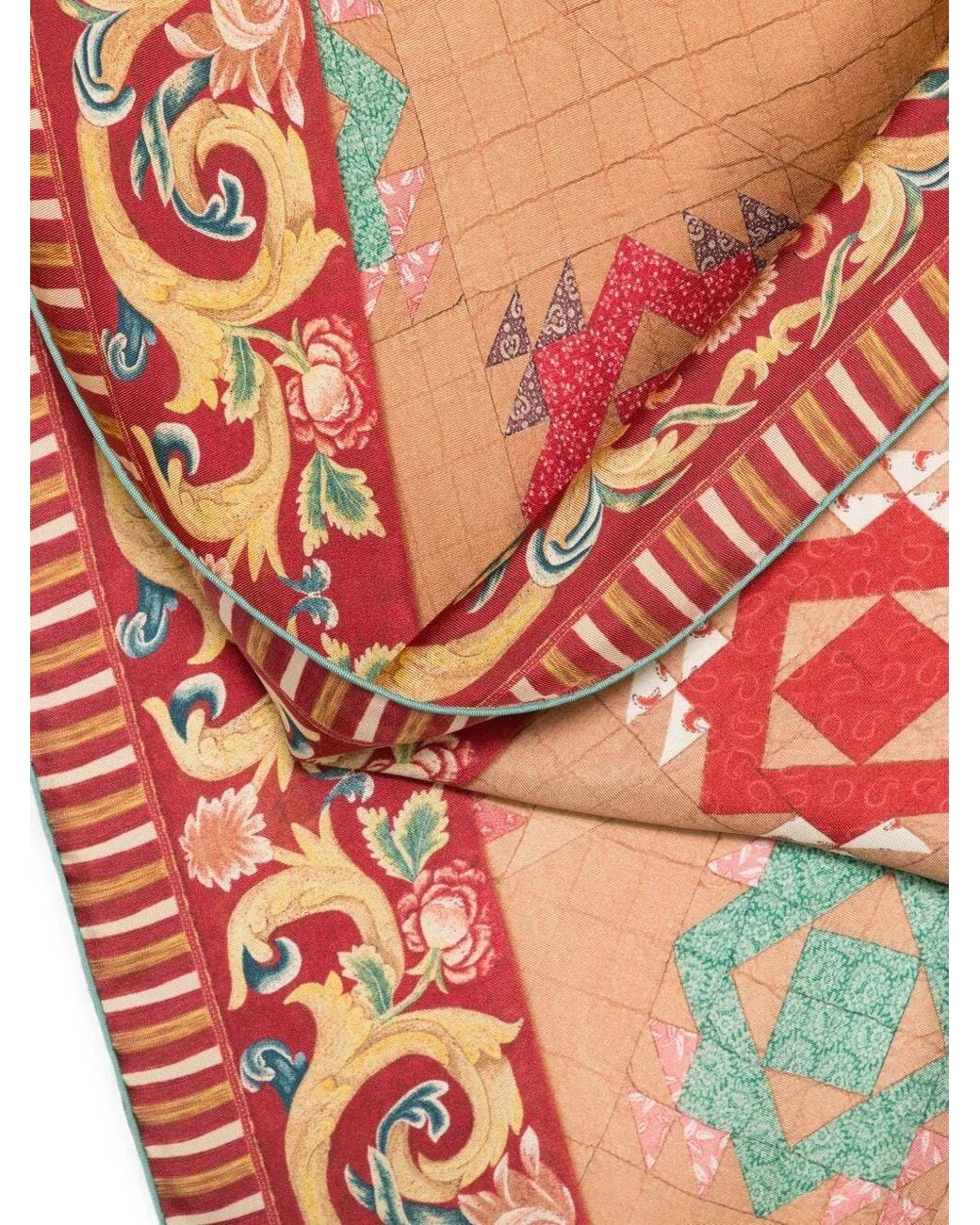 Pierre Louis Mascia Red Geometric-Pattern Scarf