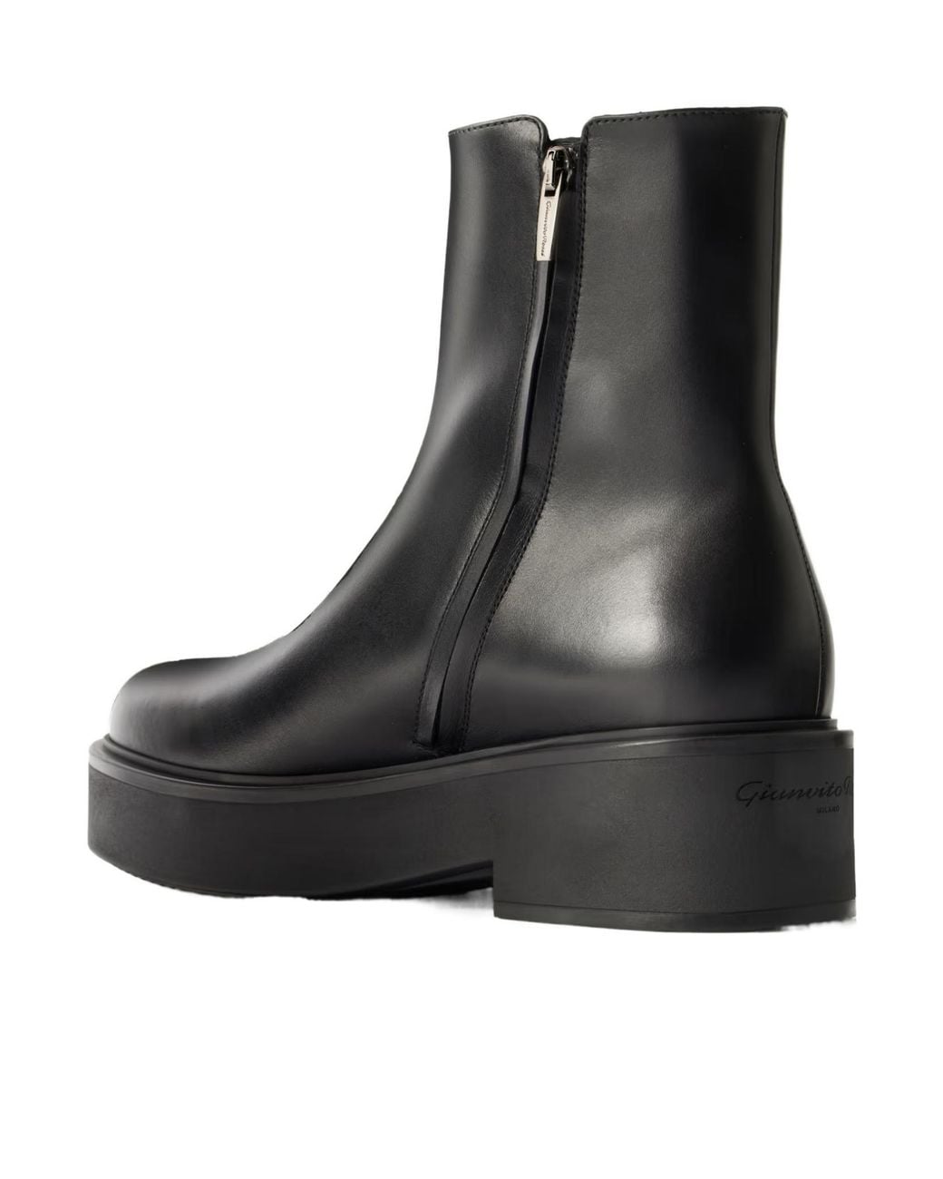 Gianvito Rossi Black Hiro Bootie Leather Ankle Boots