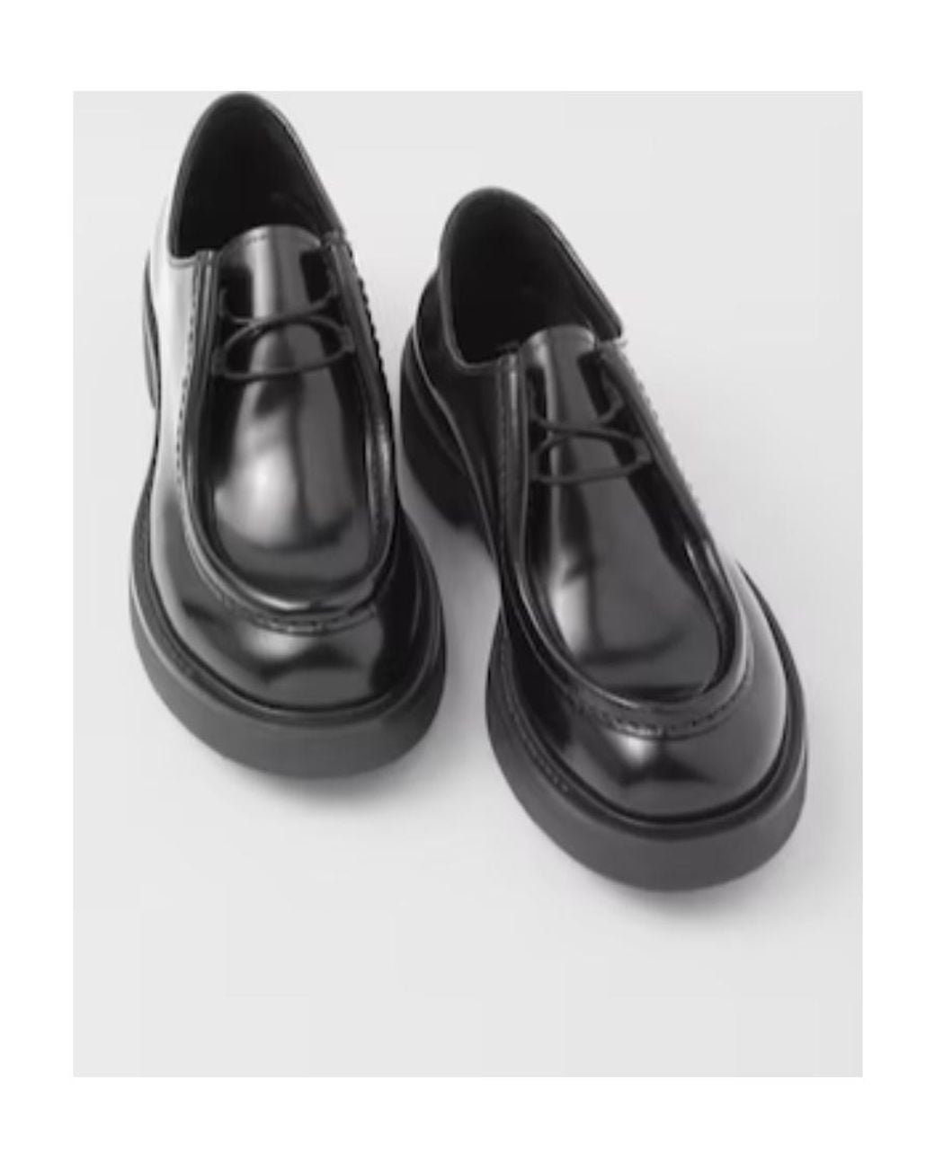 Prada Black Opaque Brushed Leather Lace-Up Shoes for men