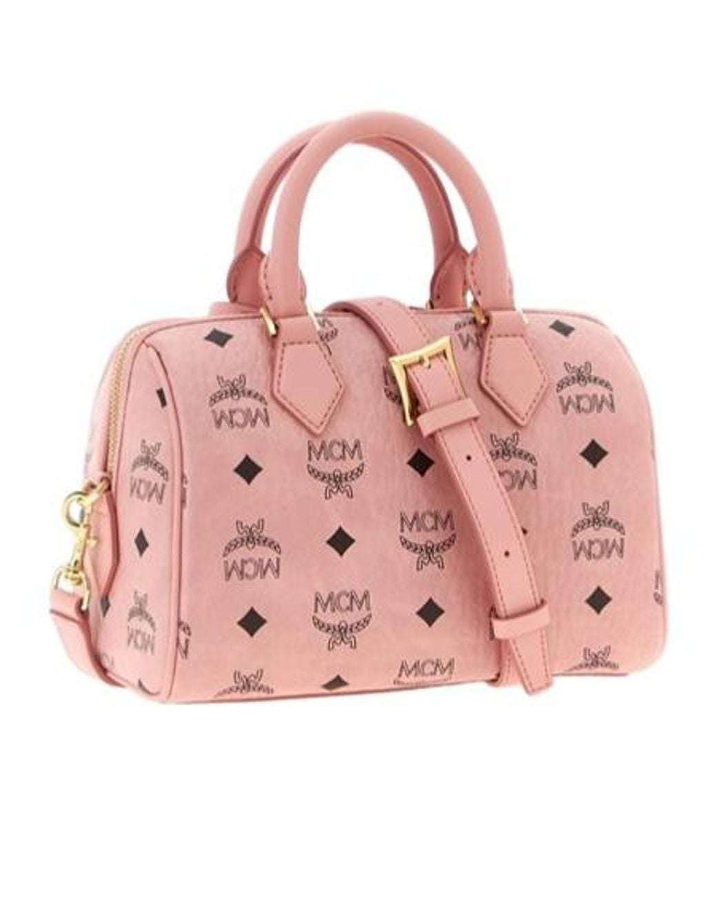 MCM Pink Ella Monogram Boston Tote Bag
