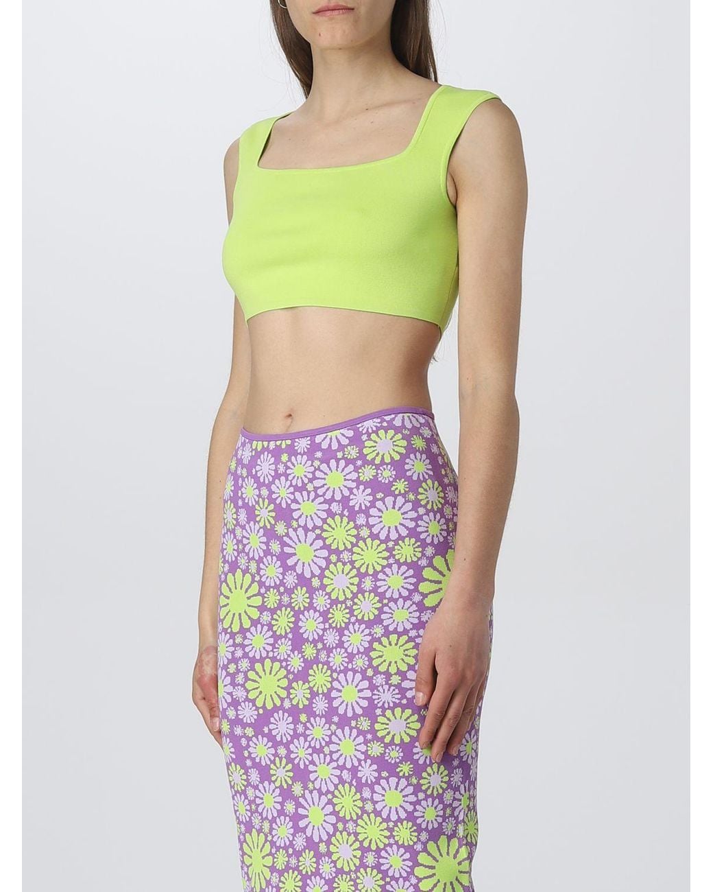 Sportmax Green Sleeveless Cotton Cropped Top