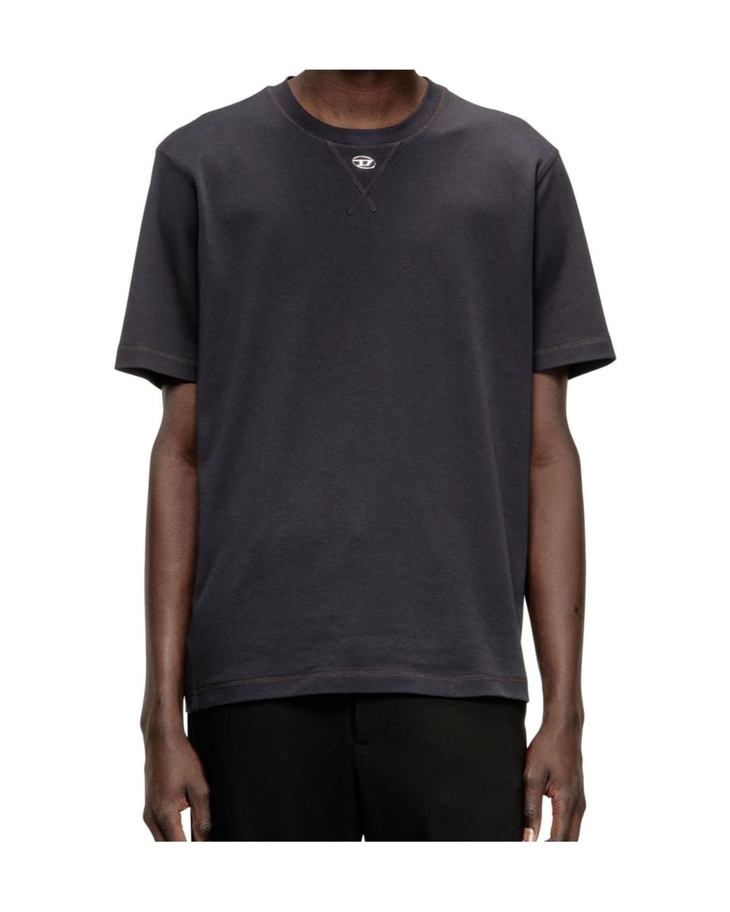 DIESEL Blue T-Madjust Logo Plaque Crewneck T-Shirt for men