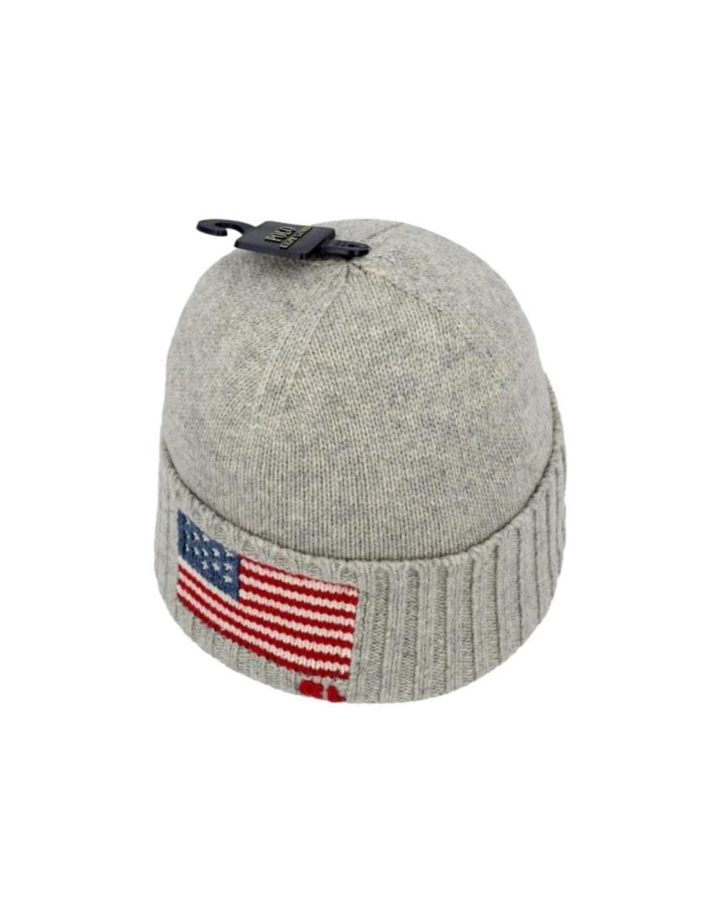 Polo Ralph Lauren Gray Flag Knitted Hat for men