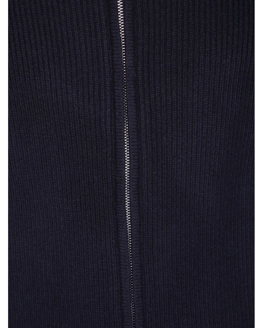 Soft Goat Blue Zip-Up High Collar Cardigan for men