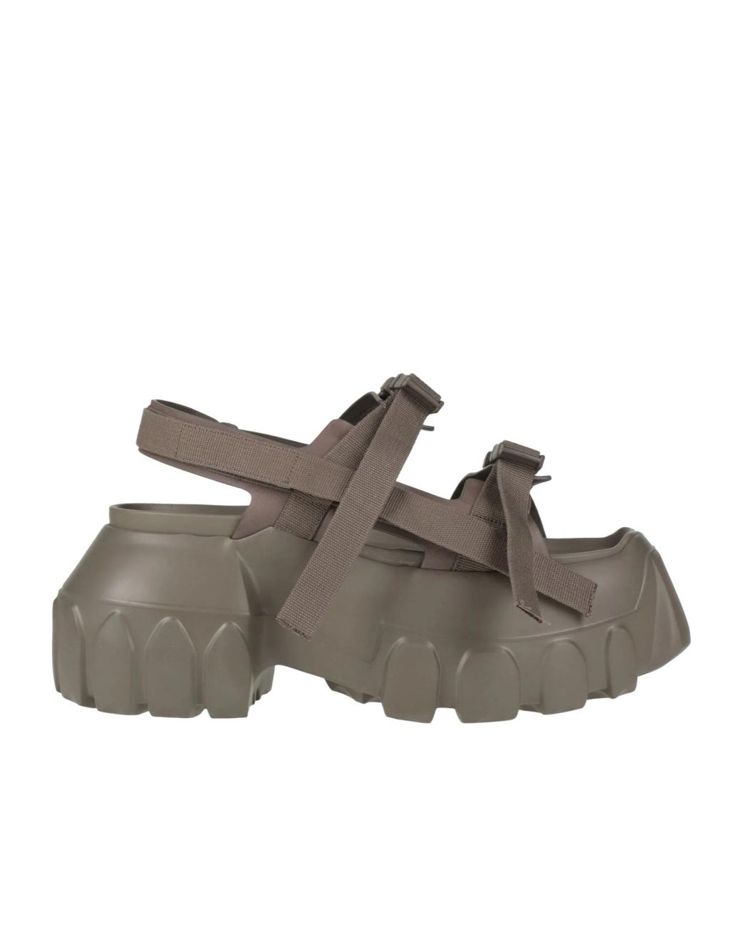 Rick Owens Gray Minimalist Elastic Strap Block-Heel Sandals