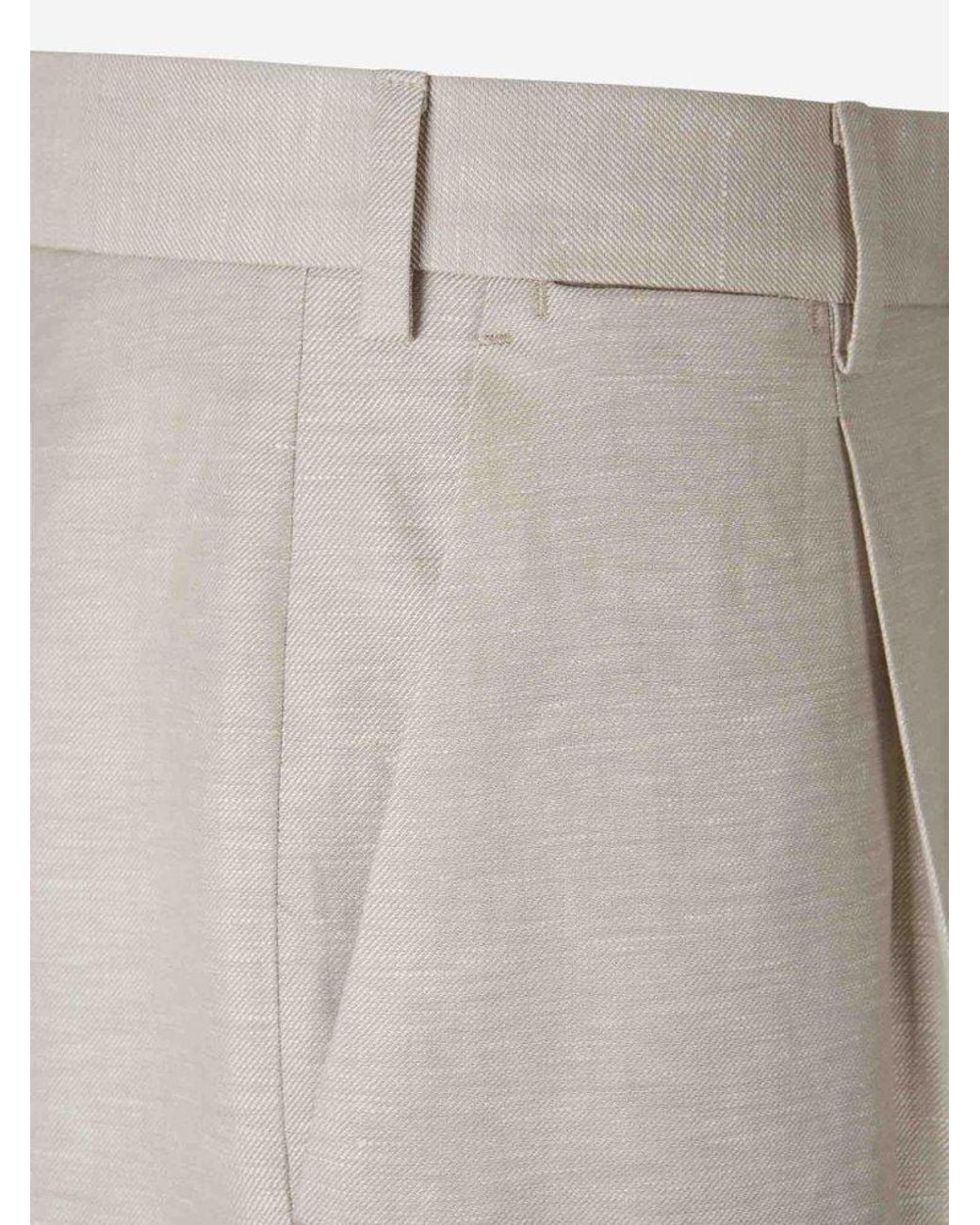 Pt Pantaloni Gray Pleated Cuffed Trousers for men