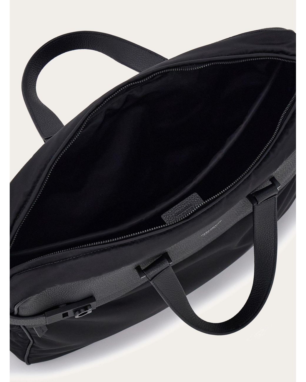 Ferragamo Black Gancini-Motif Laptop Bag