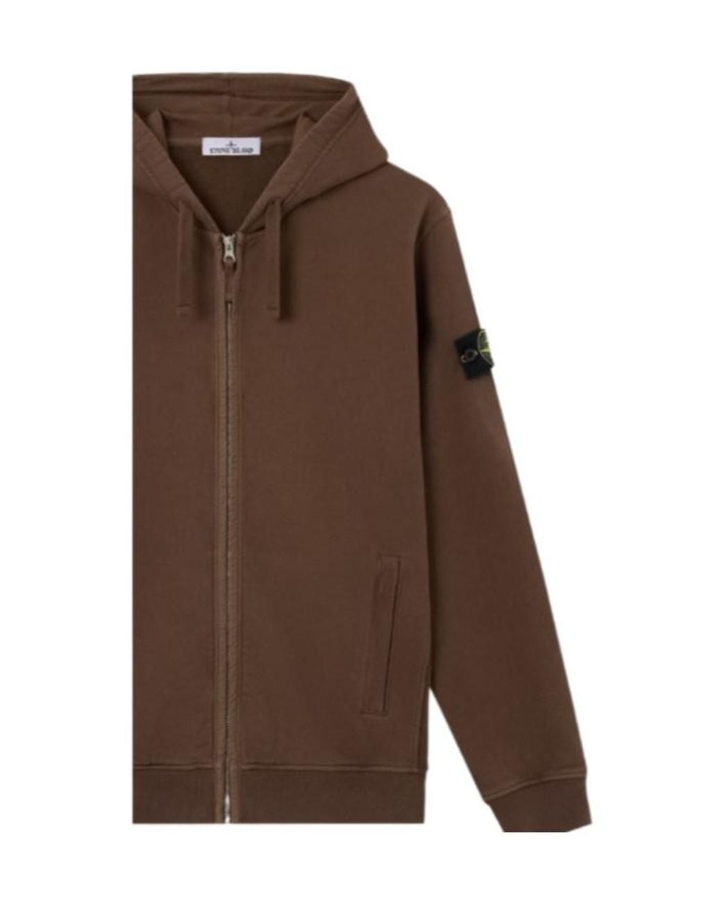 Stone Island Brown Regular-Fit Zip-Up Hooded Sweatshirt With Ribbed Inserts for men