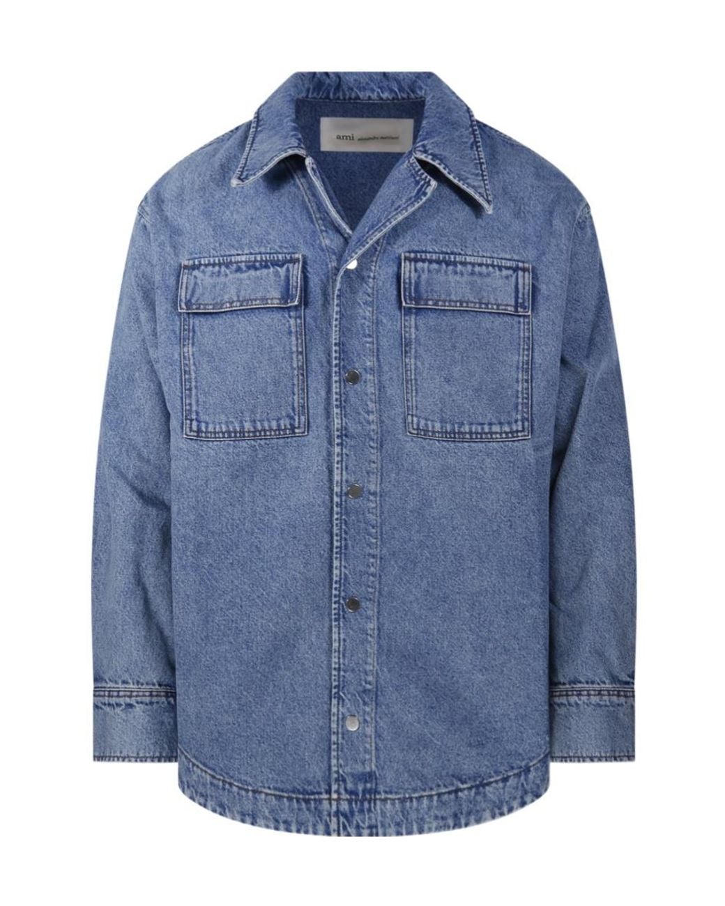 AMI Blue Pocket-Detail Denim Shirt for men