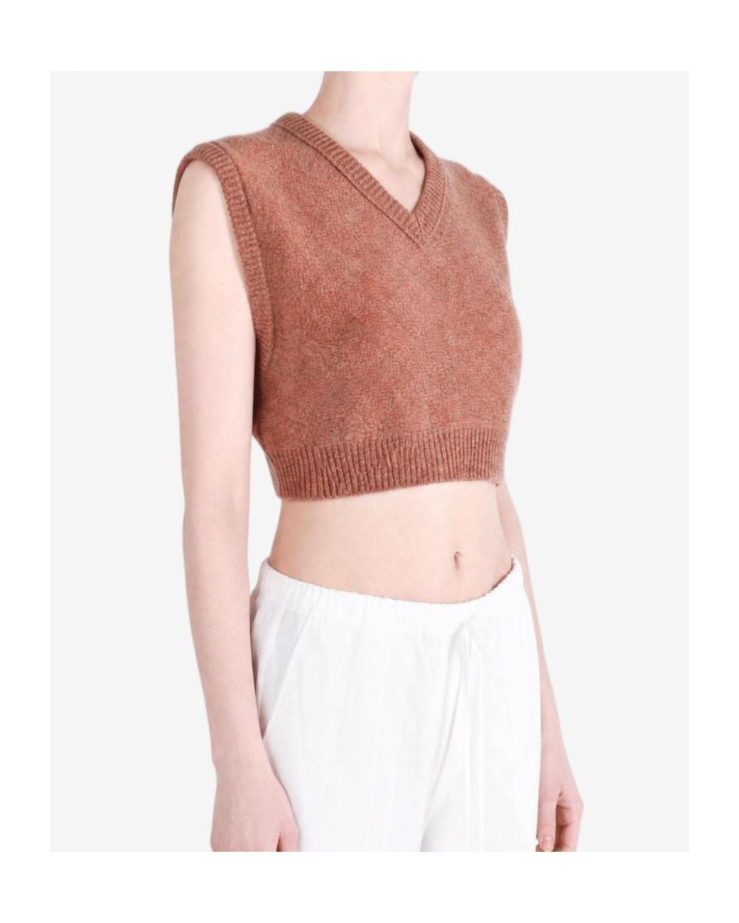 Lemaire Brown V-Neck Cropped Sweater Vest
