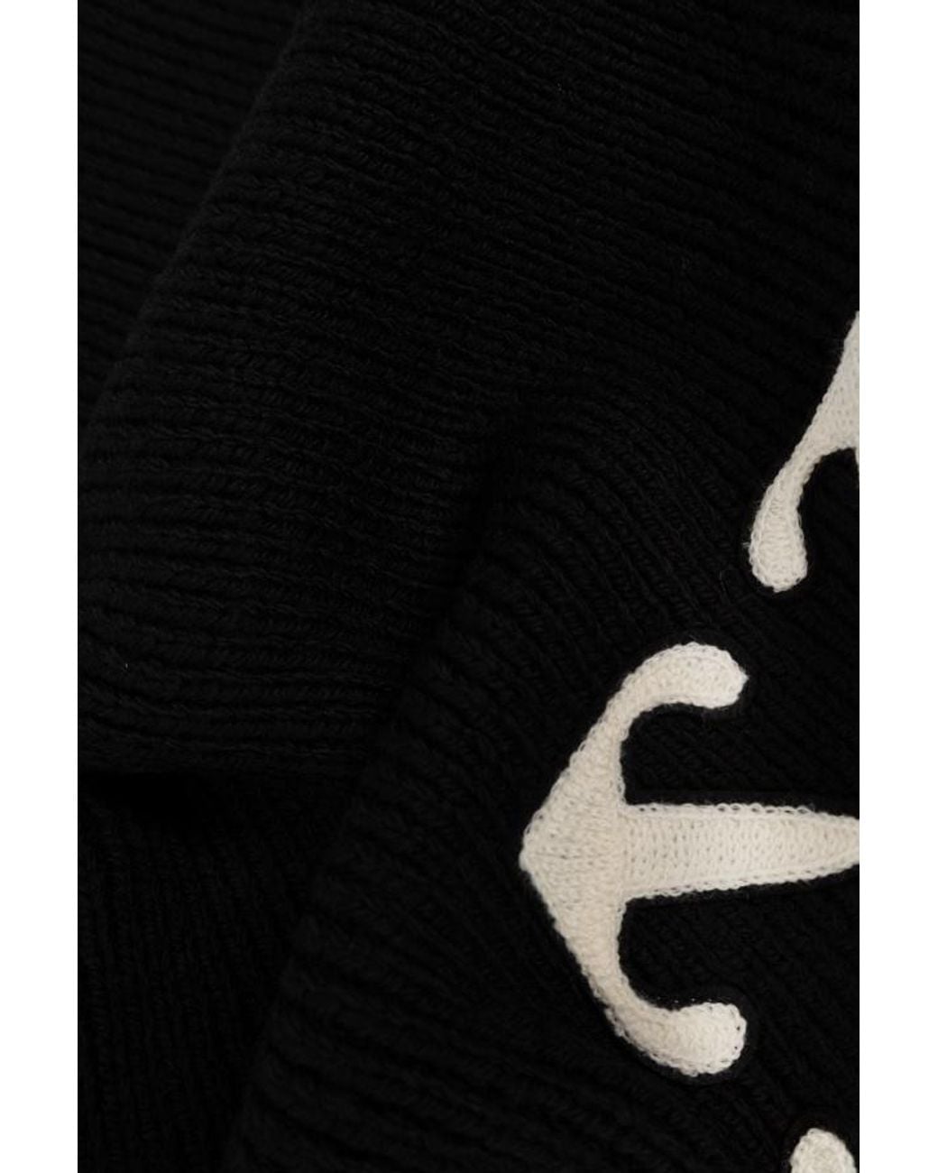 Off-White c/o Virgil Abloh Black Arrow Embroidered Fringed Scarf for men