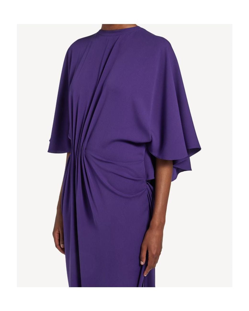 Balenciaga Purple Short Sleeves Draped Dress