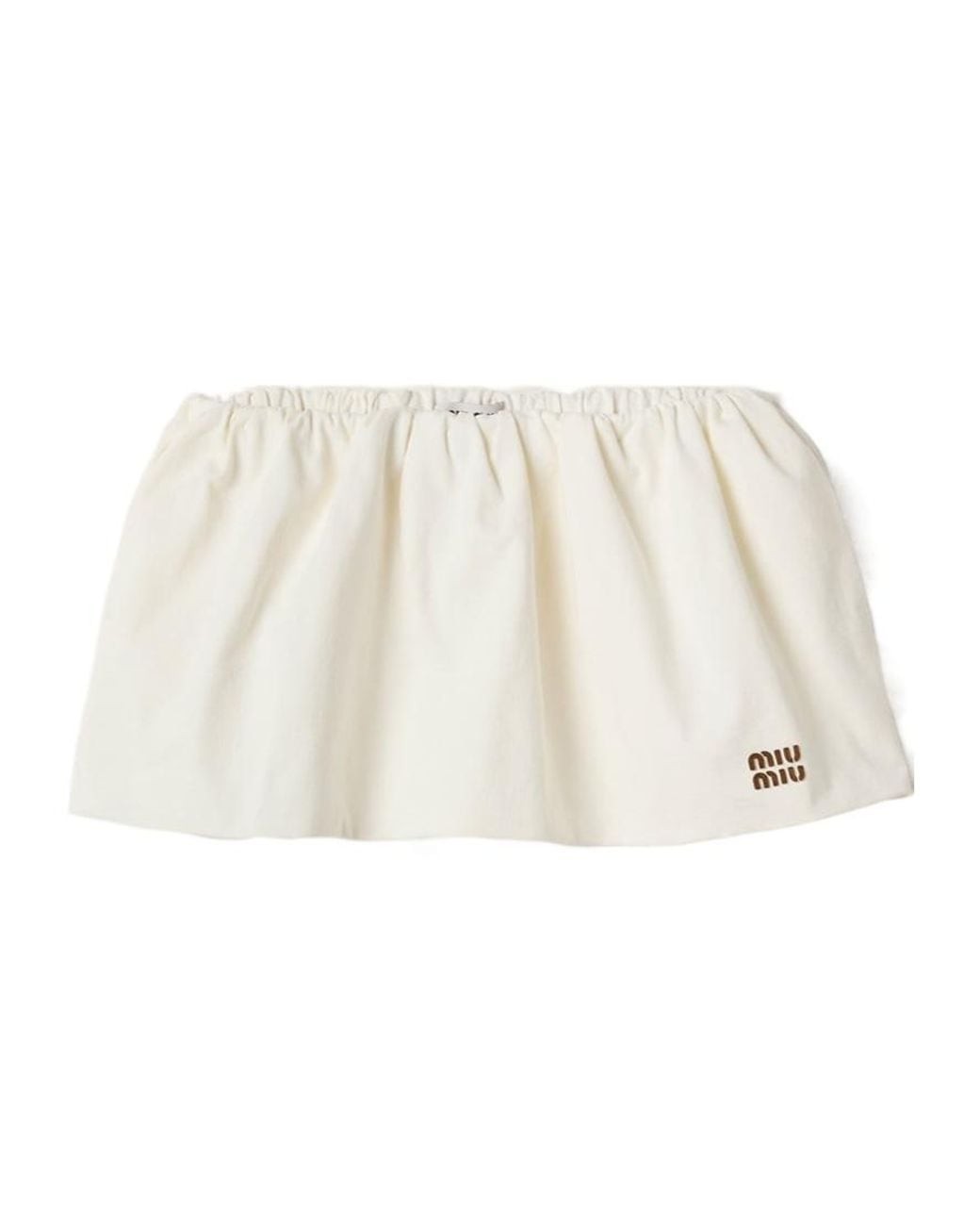 Miu Miu White Gathered Mini Skirt