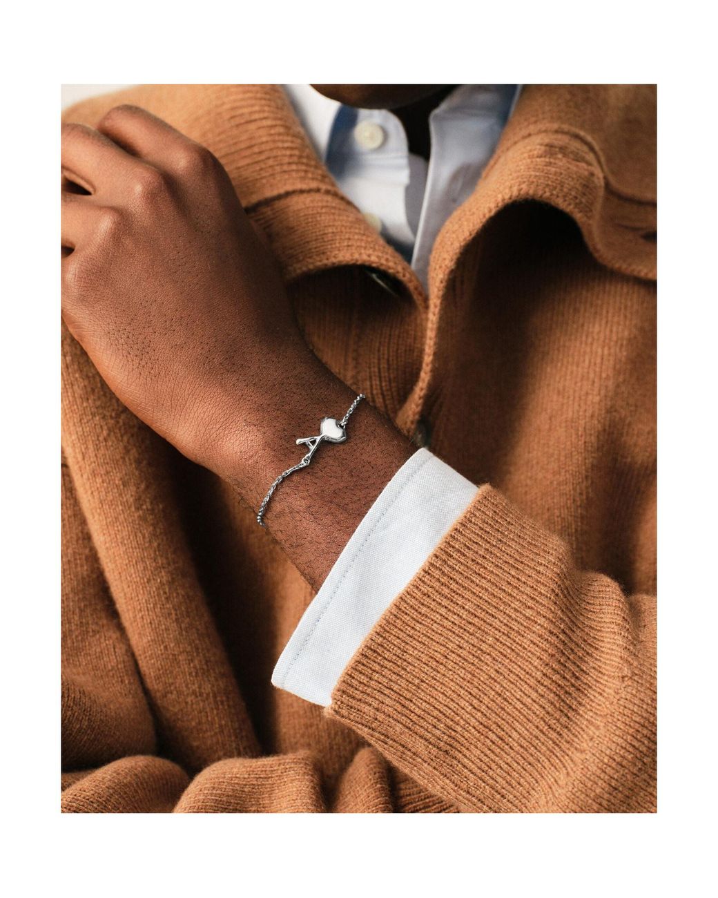 AMI Metallic Ami Ami De Coeur Hammered Bracelet for men