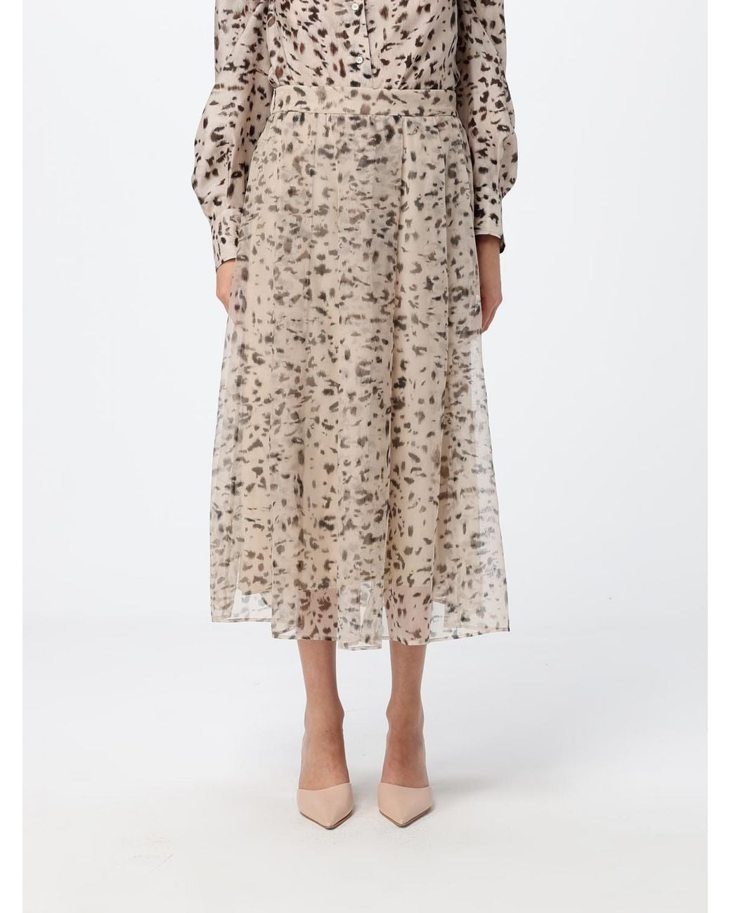 Brunello Cucinelli Brown Flared Midi Skirt