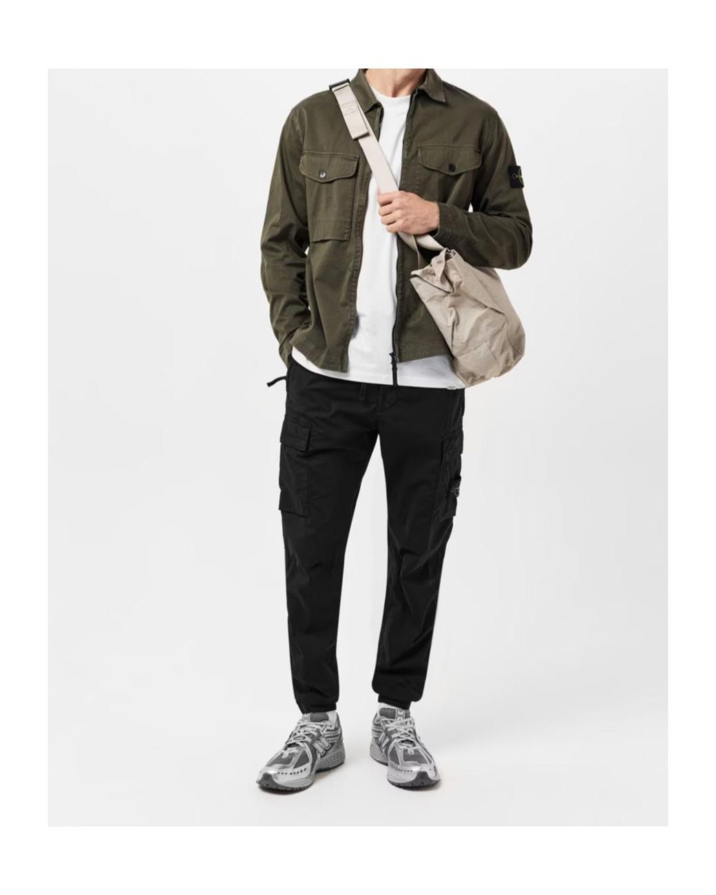 Stone Island Black Tela Cargo Trousers for men