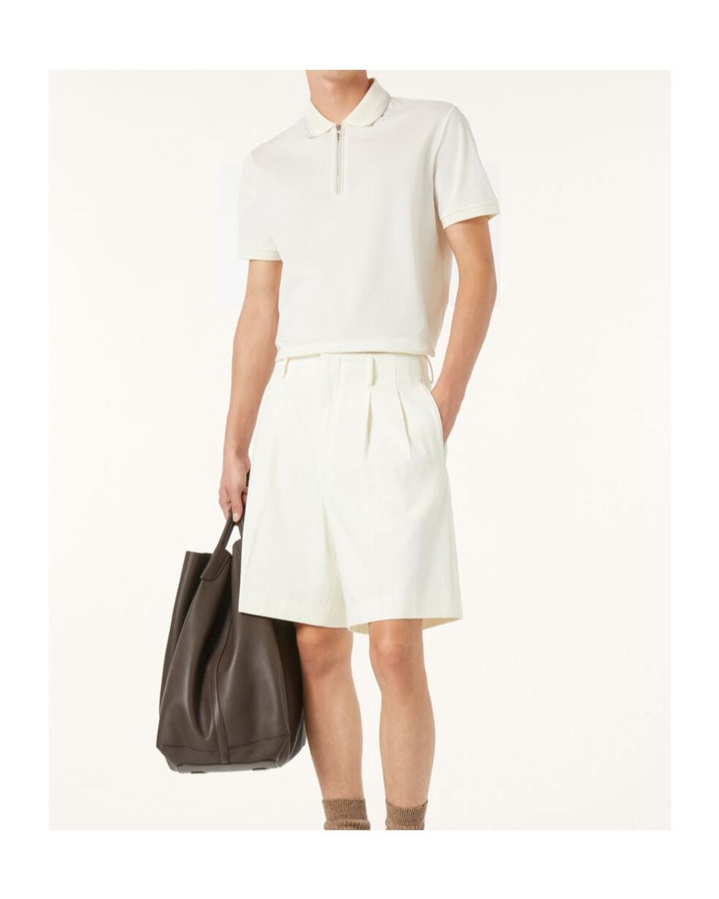 Loro Piana White Zip Regatta Polo Shirt for men