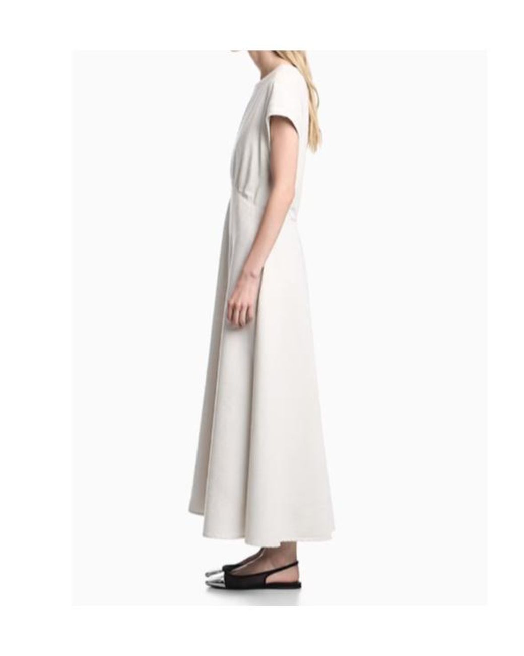 Emporio Armani White Empire-Line Cap-Sleeve Midi Dress