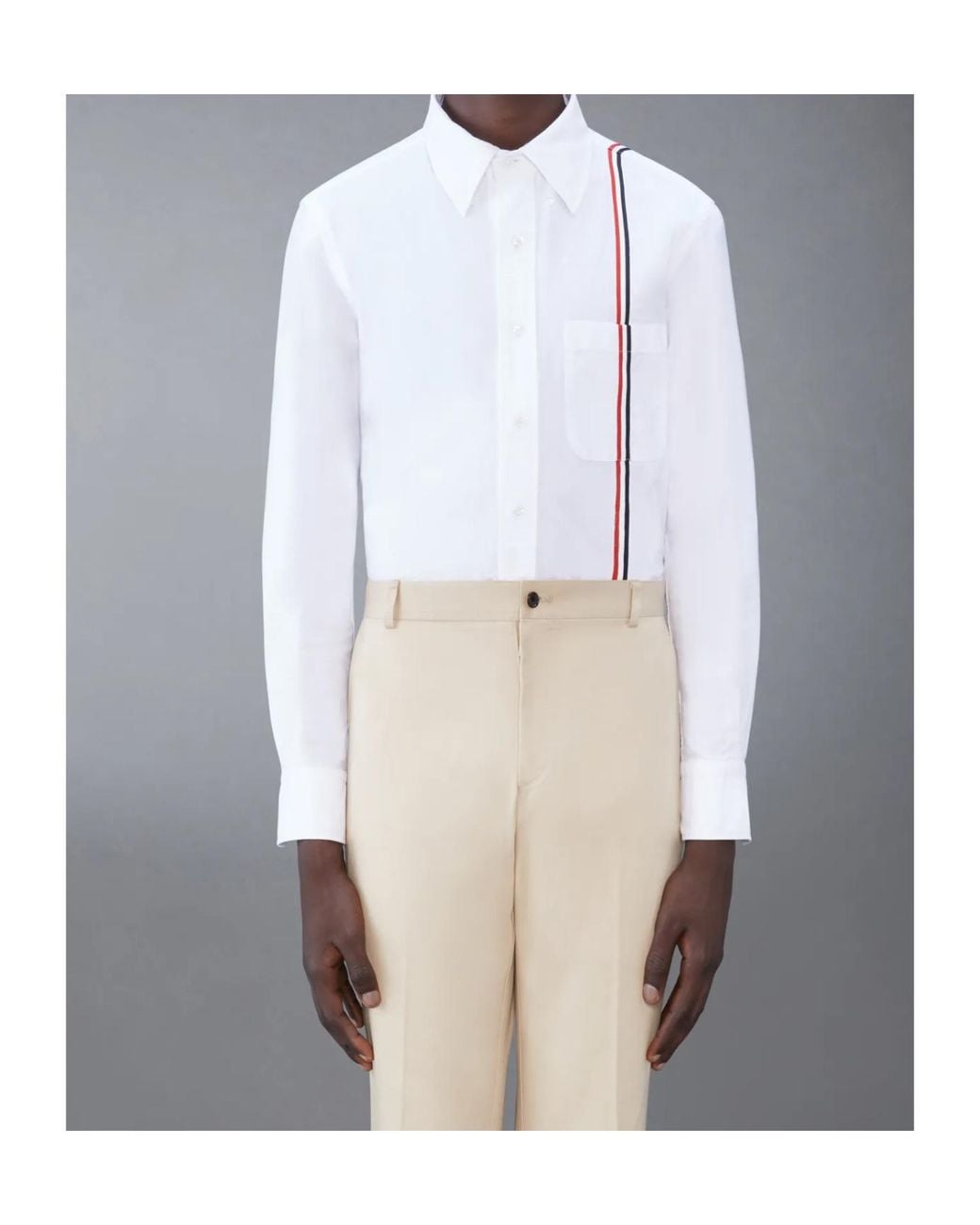 Thom Browne White Rwb Striped Buttoned Shirt for men
