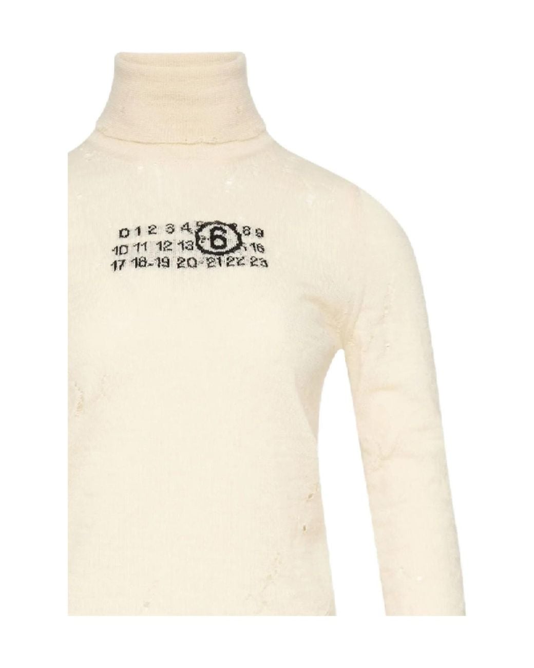 MM6 by Maison Margiela Blue Numbers-Motif Distressed Jumper