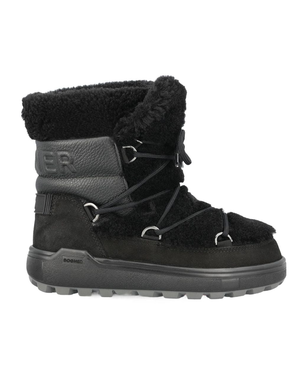 Bogner Black Quilted Lace-Up Boots