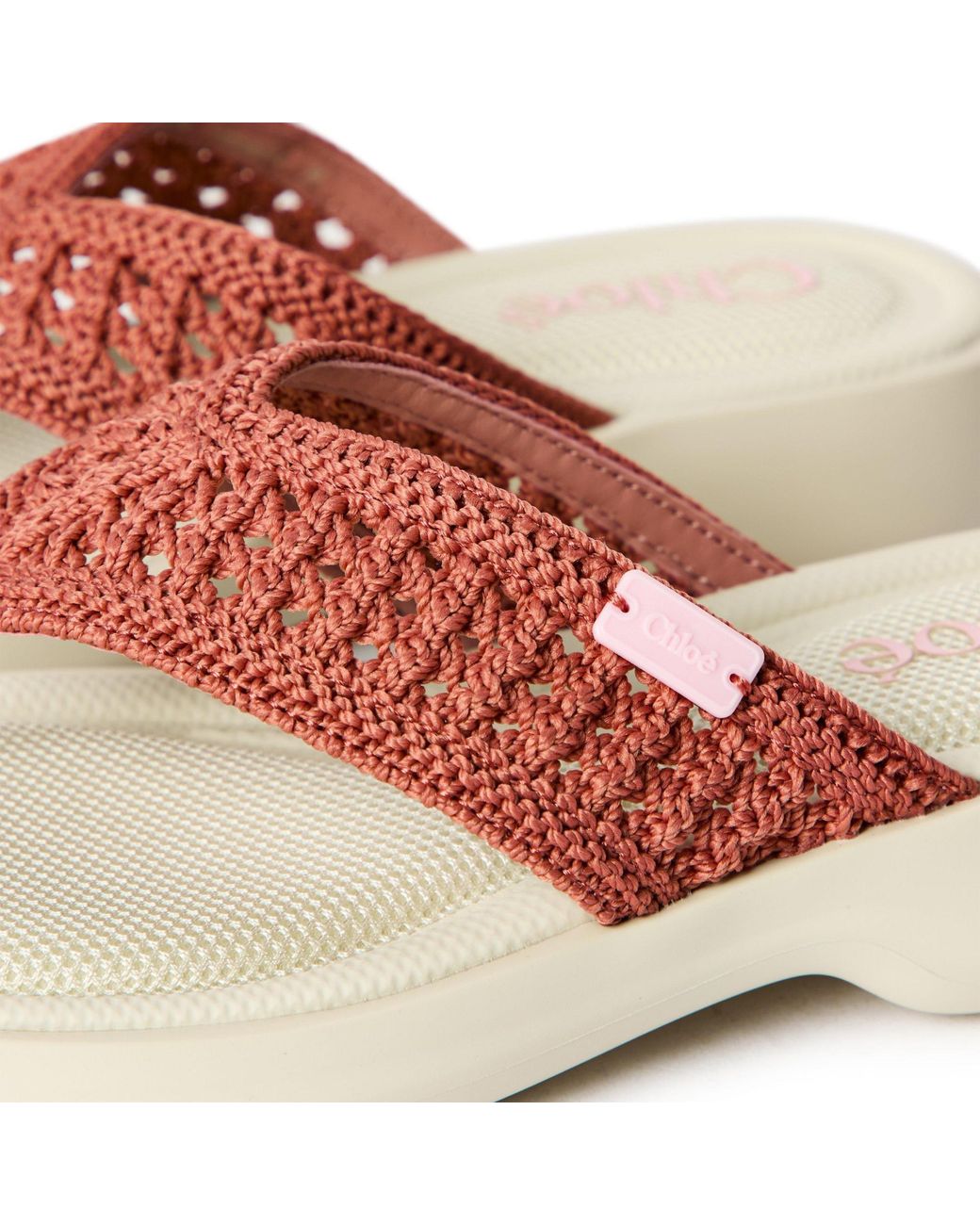 Chloé Pink Solid Color Minimalist Flat Sandals