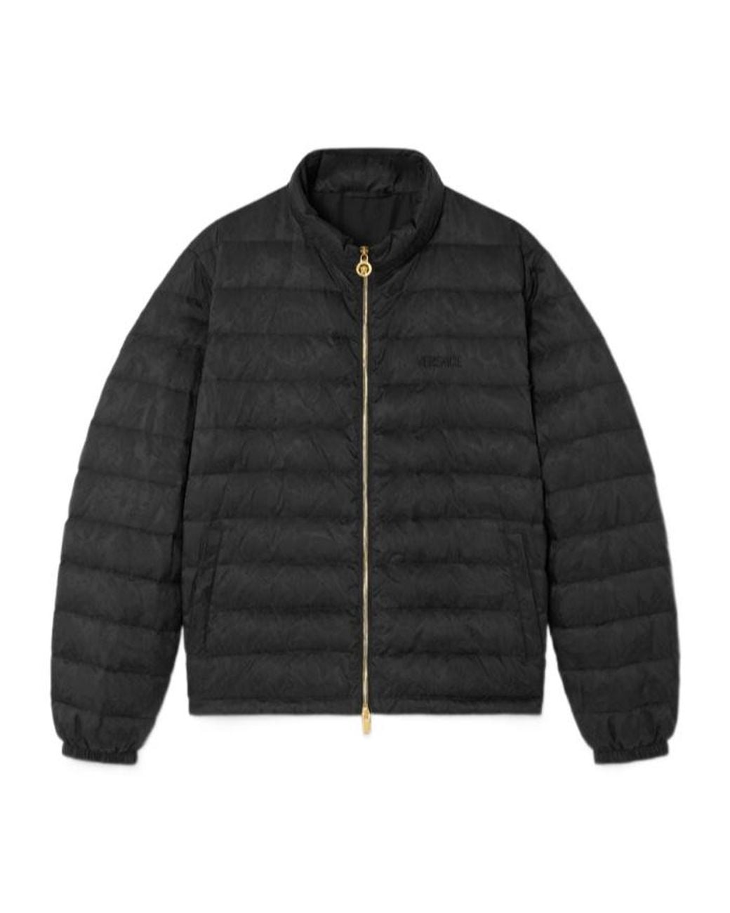 Versace Black Stand Up Collar Down Jacket for men