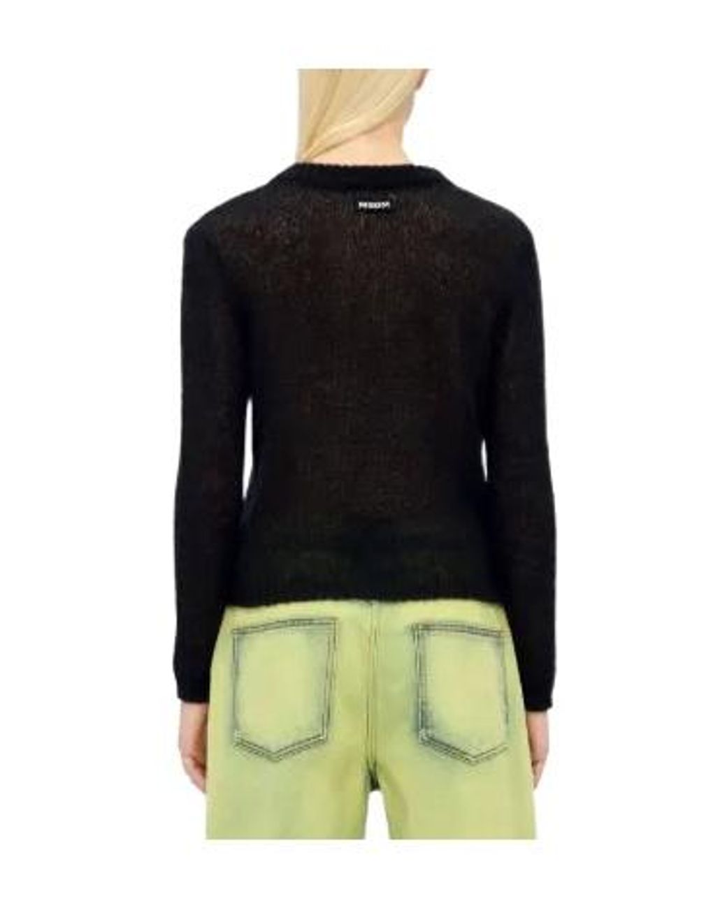 MSGM Black Round-Neck Sweater