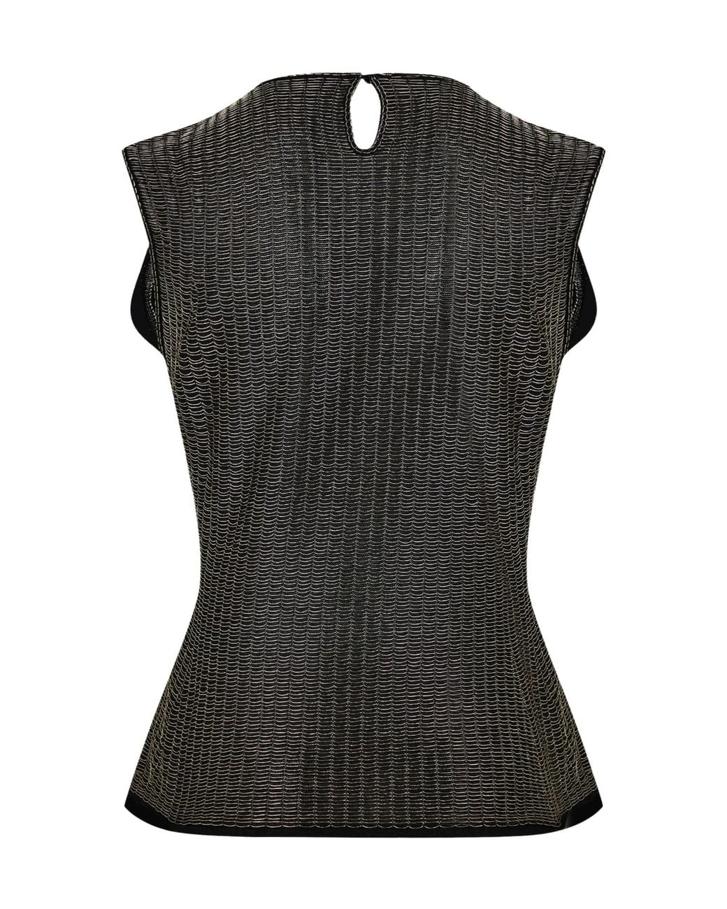McQueen Black Short-Sleeve Crew Neck Knit Top
