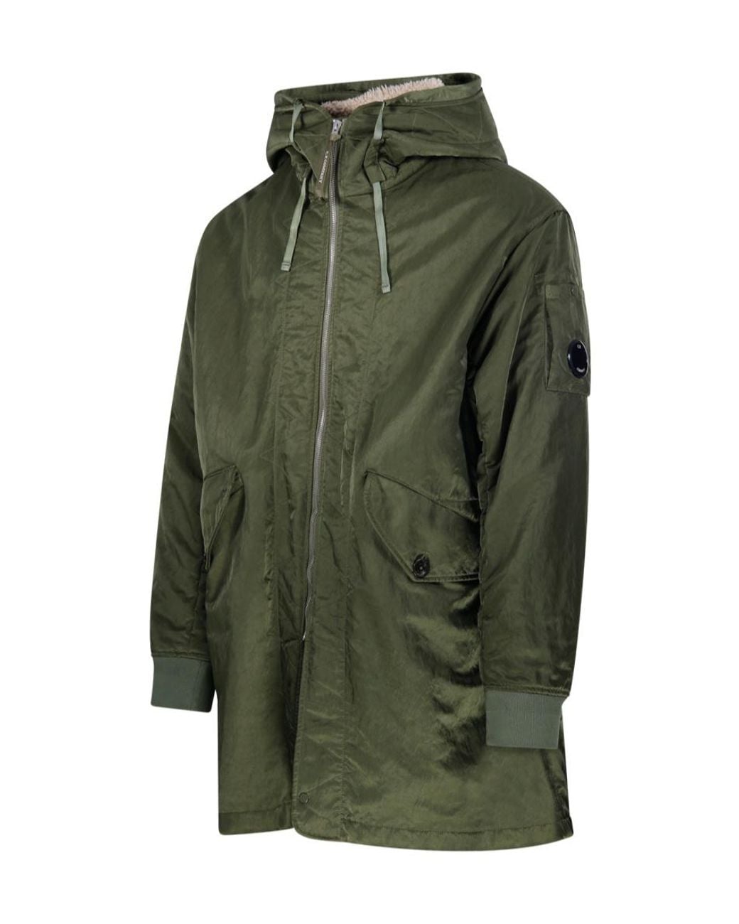 C P Company Green Long-Sleeved Zipper Casual Jacket for men