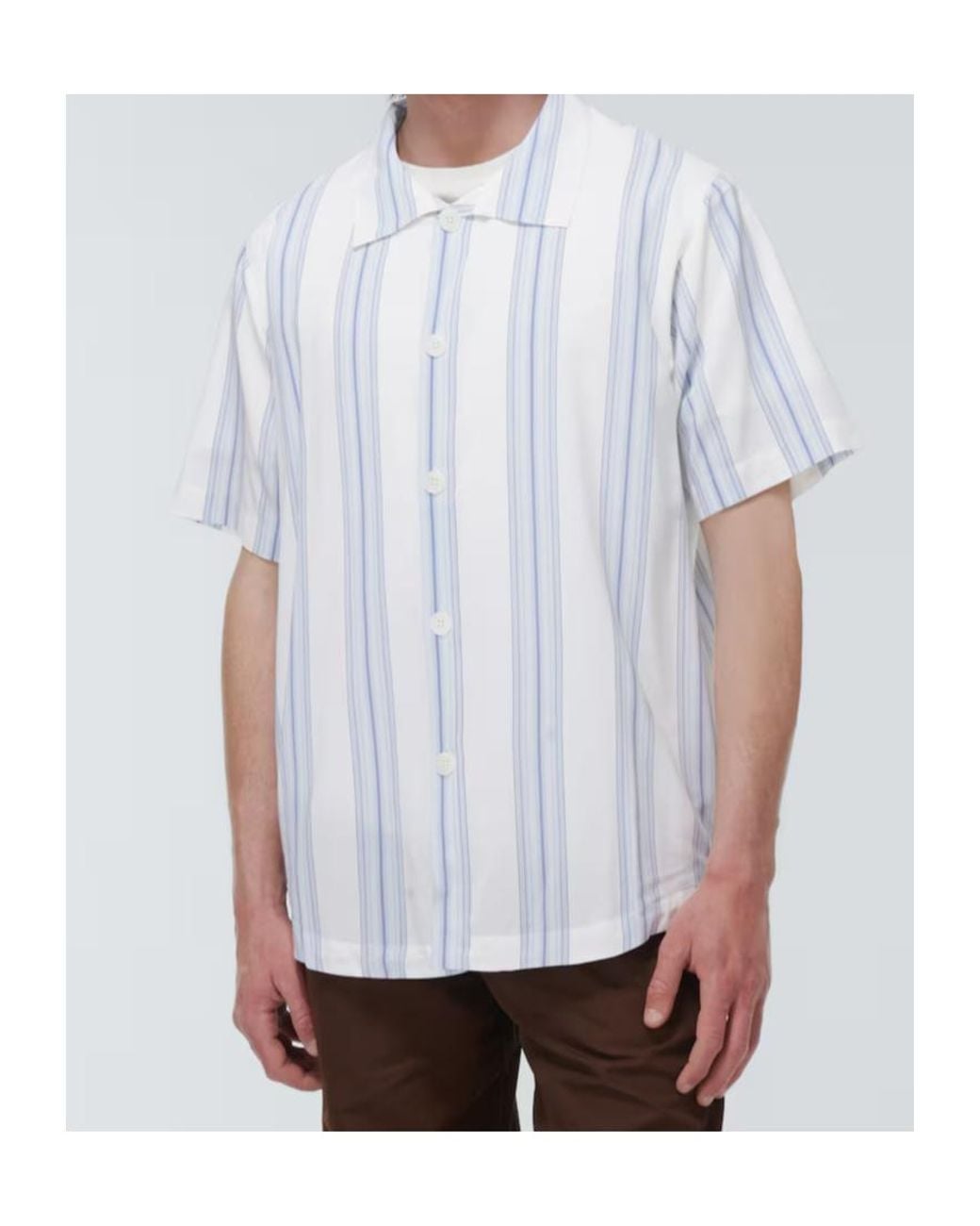 RANRA White Skotta Striped Shirt for men