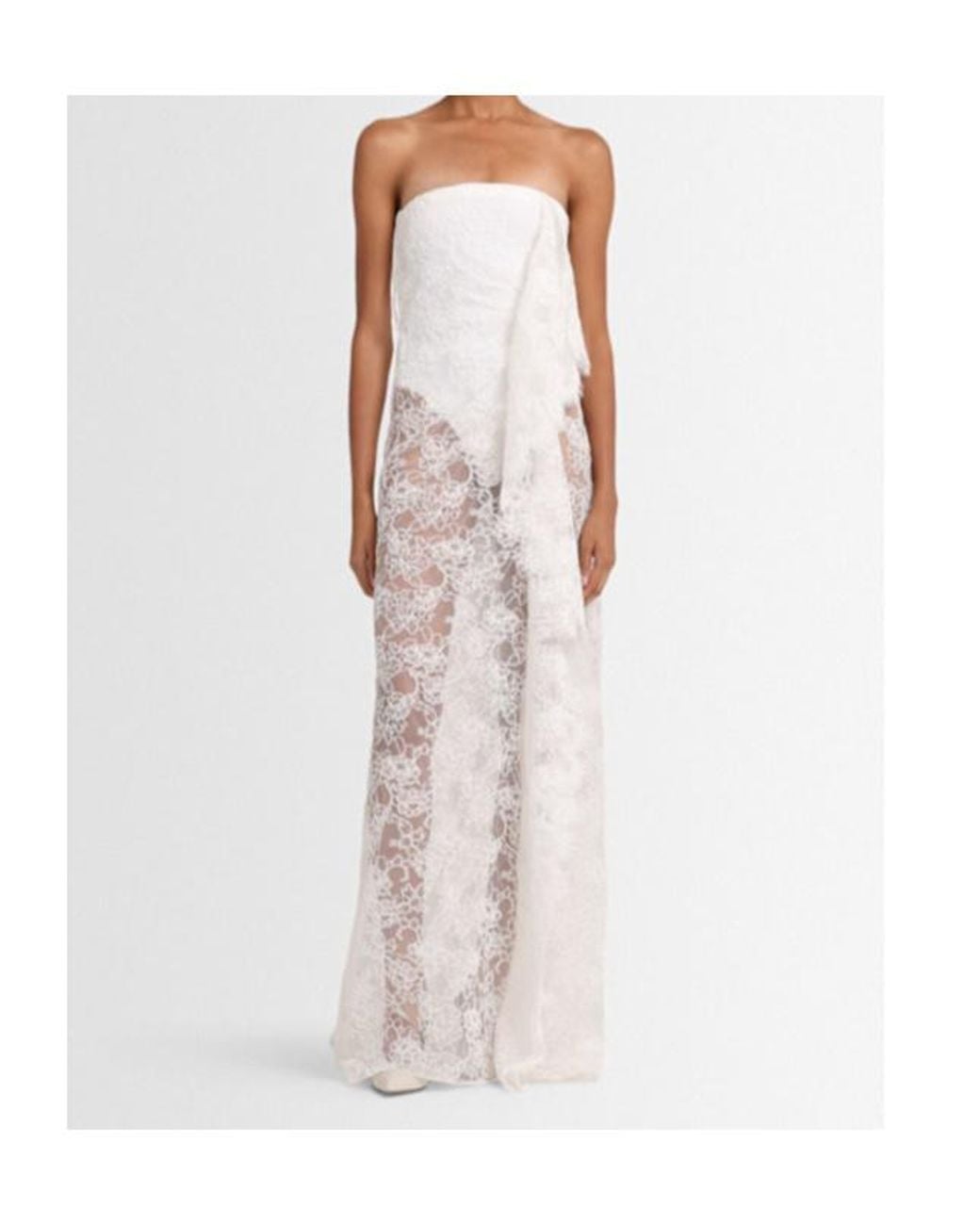 Christopher Esber White Floating Lace Strapless Gown