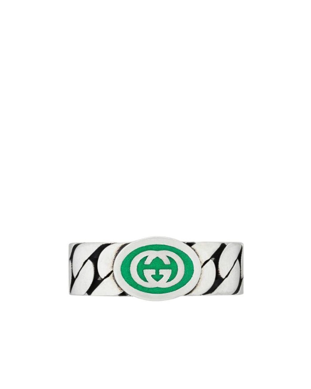 Gucci Green Interlocking G Enamel Ring