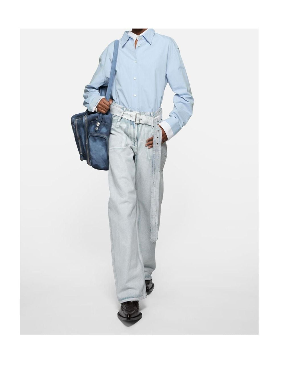 Acne Blue Layered Button-Up Shirt