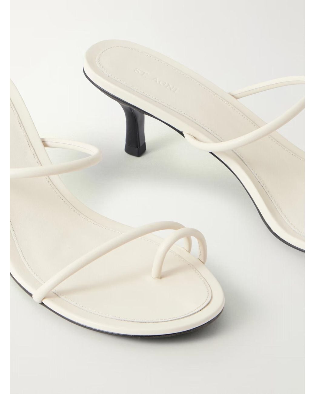 St. Agni White Round-Toe High-Heeled Sandals