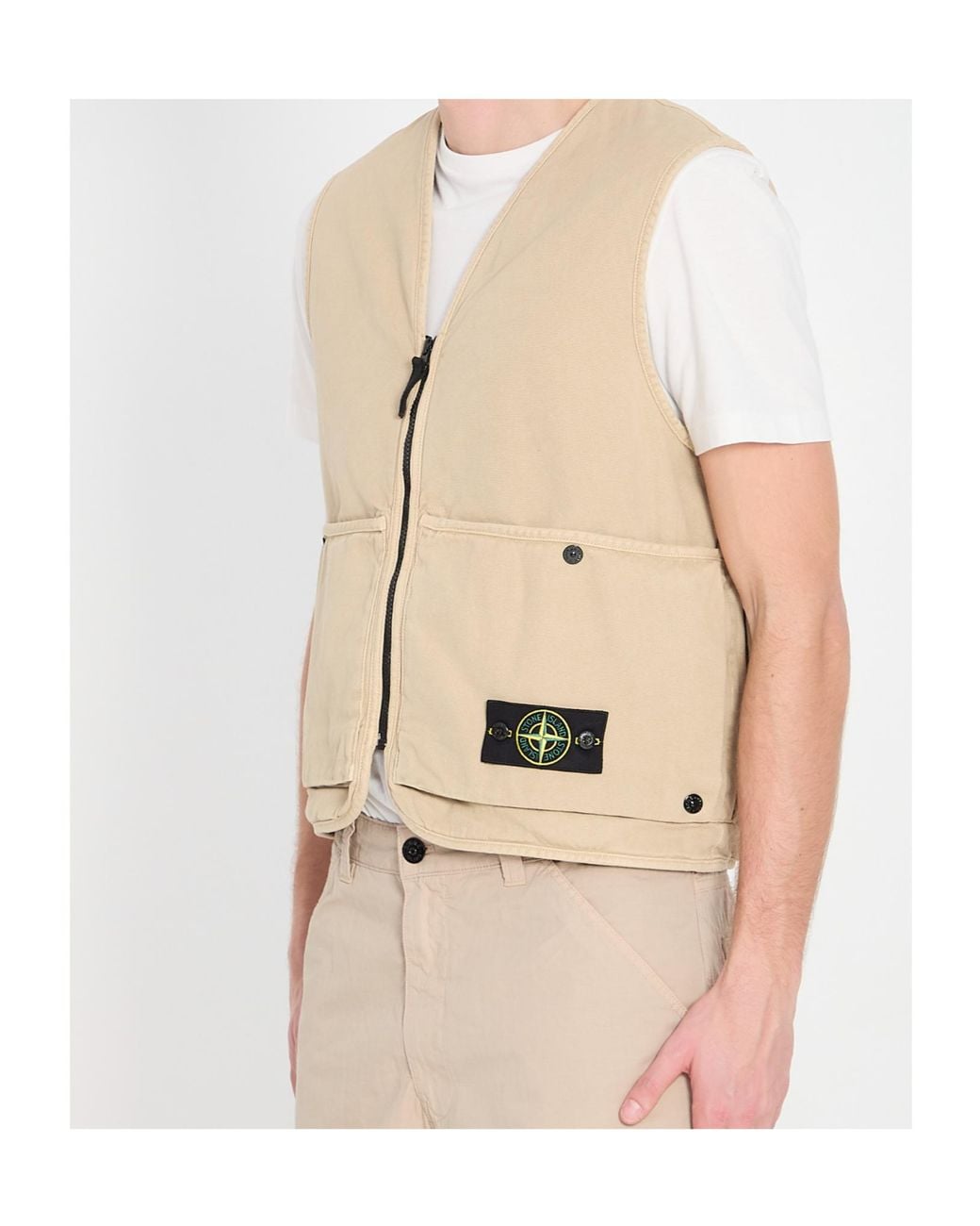 Stone Island Natural Oversized Logo Patch Vest for men