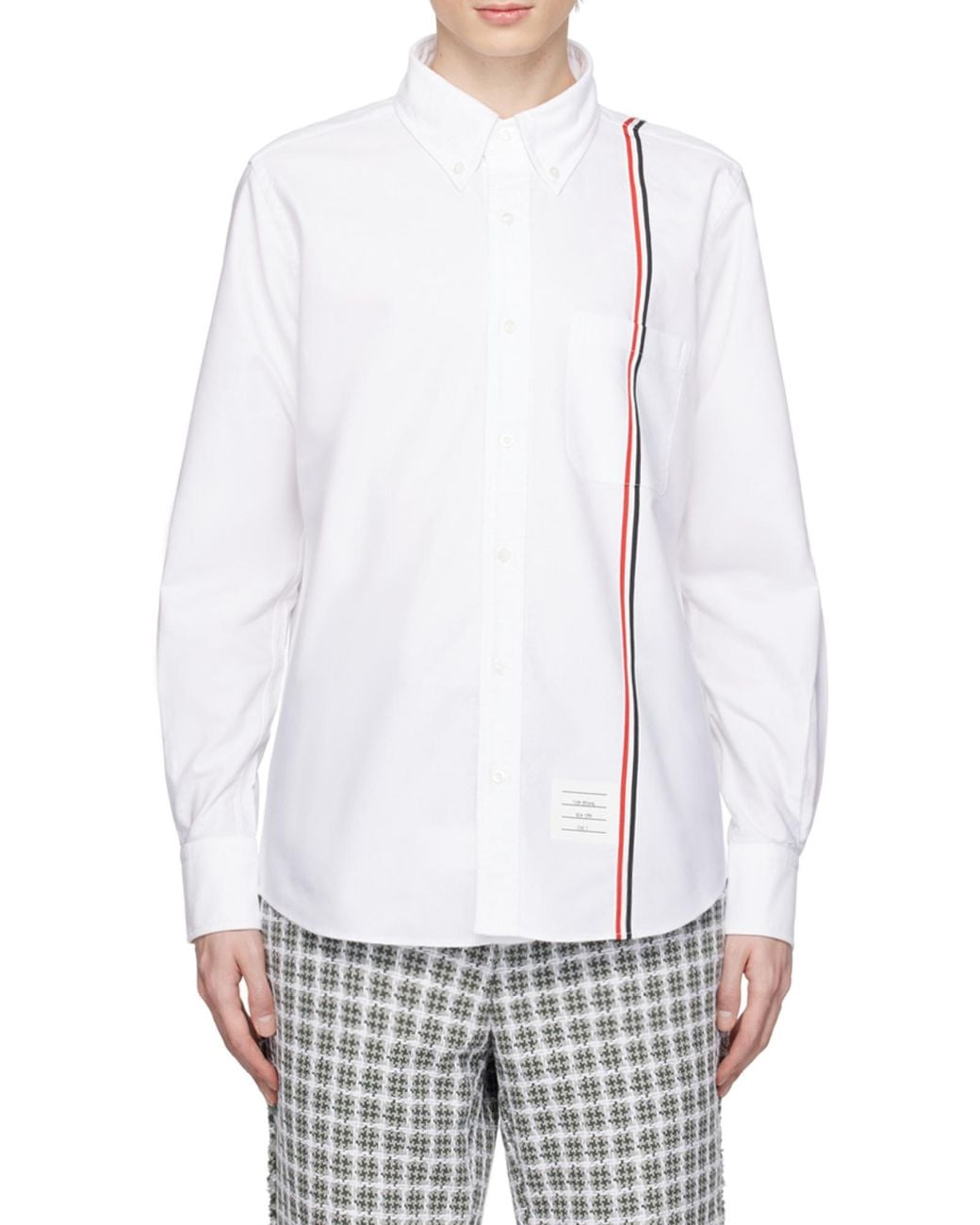 Thom Browne White Rwb Striped Buttoned Shirt for men