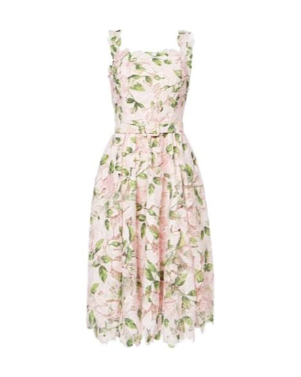 Oscar de la Renta White Floral Guipure Cocktail Dress