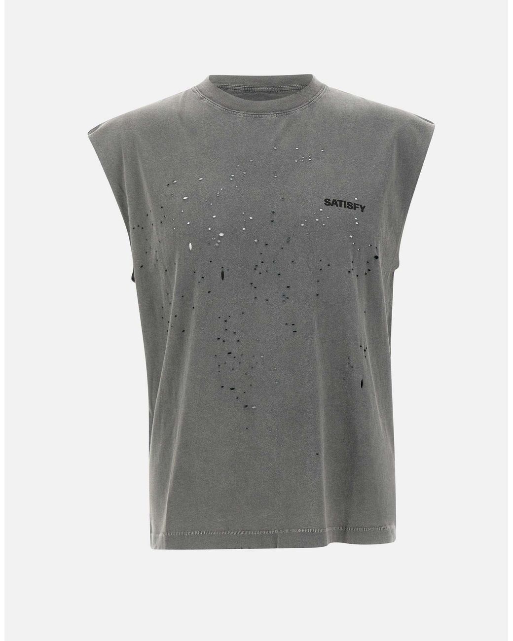 Satisfy Gray Mothtech Distressed Sleeveless T-Shirt for men