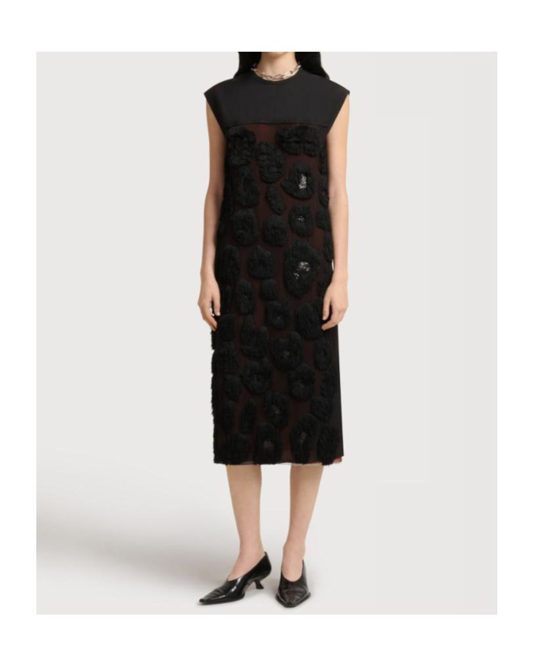 Marni Black Embellished Sleeveless Dress